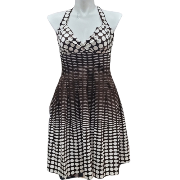 Calvin Klein Dresses & Skirts - Calvin Klein Brown/White Polkadot Halter Summer Dress Women's Sz 12